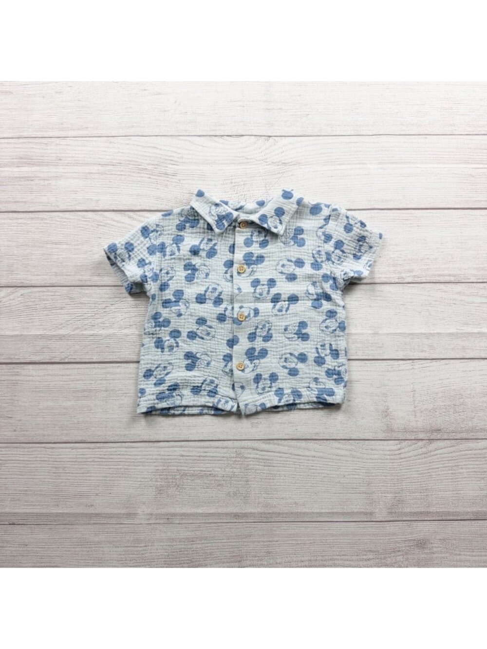 Disney Baby Mickey Mouse Button Up Shirt Short Sleeve 9-12 Months